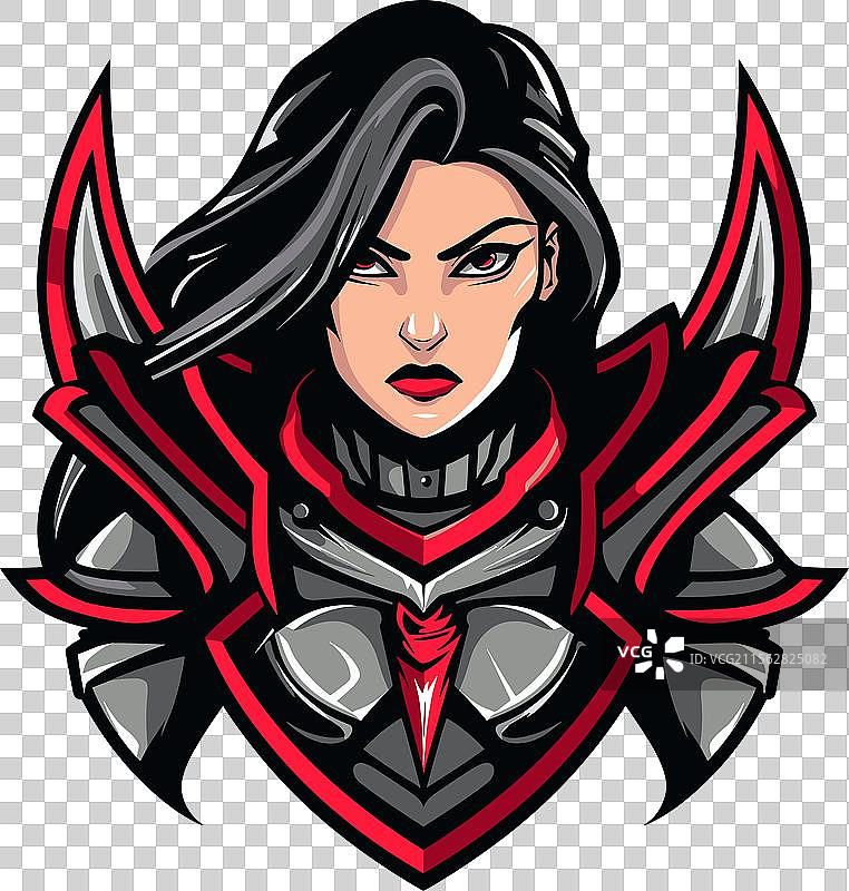 电子竞技标志女性战士贴纸标志图标图片素材