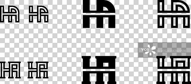 字母HA单字母组合标志套件，适合于图片素材