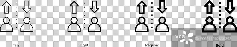 解雇图标，细体、浅体、常规体和粗体风格图片素材