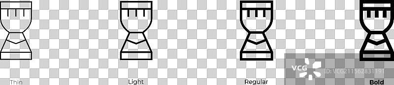 非洲鼓图标，细线、常规和粗体风格图片素材