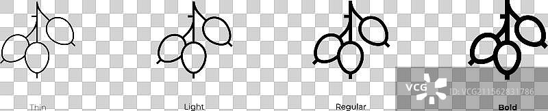 狗玫瑰图标，细体、常规体和粗体风格图片素材