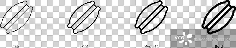 铜锣烧图标，细体、常规体和粗体风格图片素材