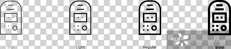剂量计图标，细体、常规体和粗体风格图片素材