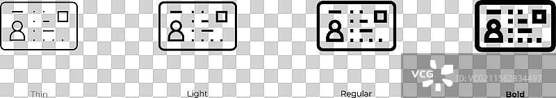 驾驶执照图标，细体、常规体和粗体图片素材
