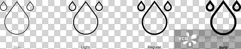 水滴形成图标，细长，轻盈，常规和图片素材