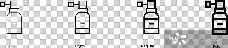 耳喷雾图标，细体、常规体和粗体风格图片素材