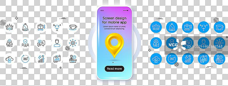 皇冠手袋尺寸和性别线条图标图片素材