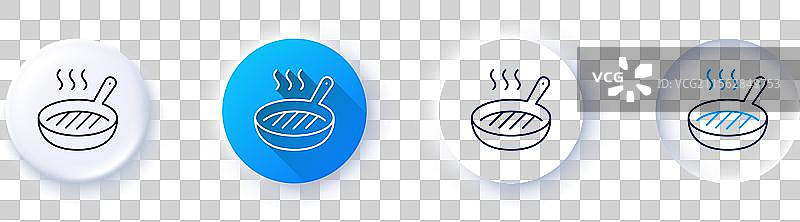 烤盘线条图标 烹饪食物的平底锅标志图片素材