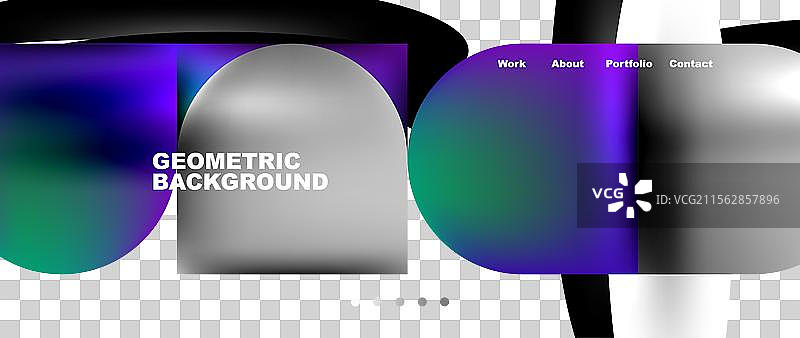 几何抽象玻璃效果，带有圆形和图片素材