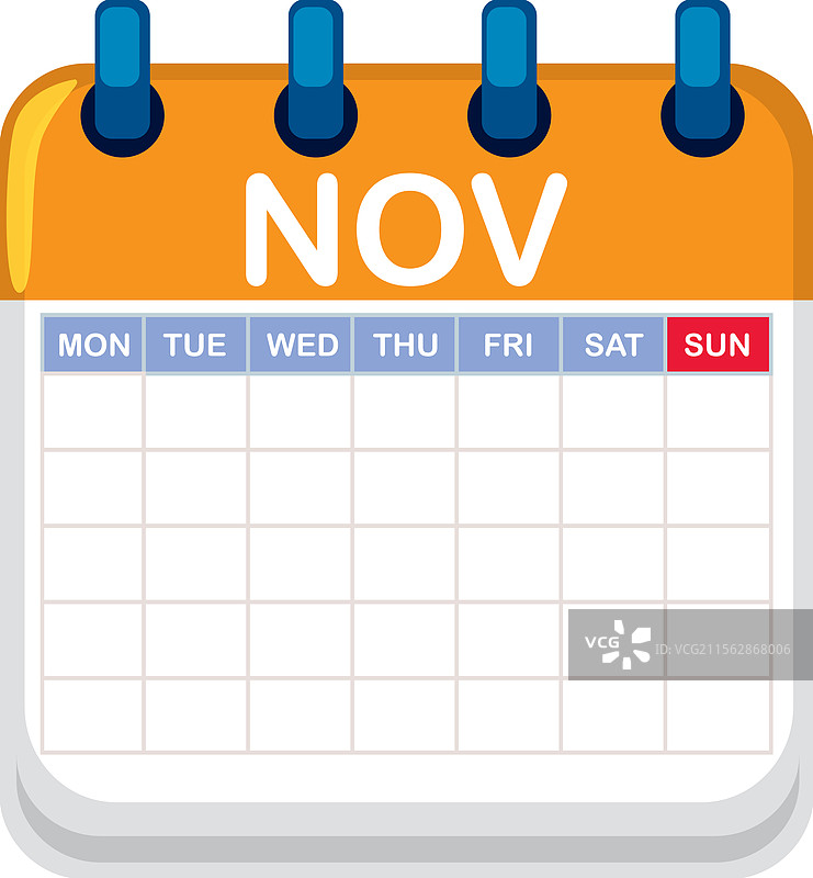 十一月的多彩日历页图片素材