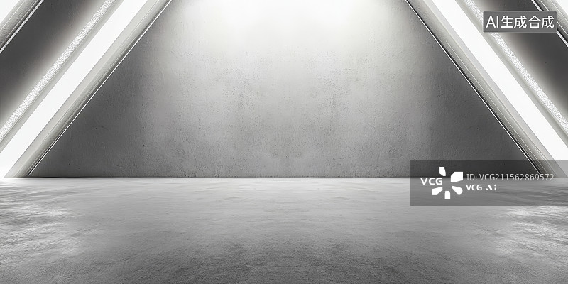 【AI数字艺术】混凝土墙与灯光效果的室内场景图片素材