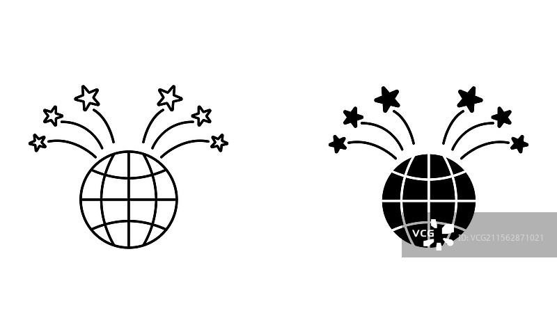 星形烟花装饰的地球仪图片素材