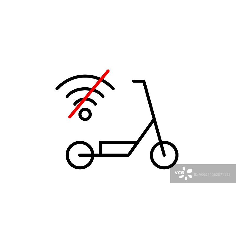 电动滑板车和无Wi-Fi符号的离线驾驶图片素材