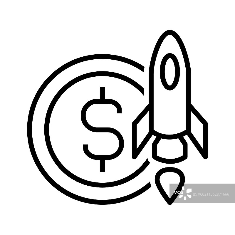 带有宇宙飞船火箭图标的钱币图片素材