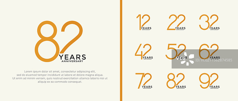 黑色和橙色的周年纪念标志组合图片素材