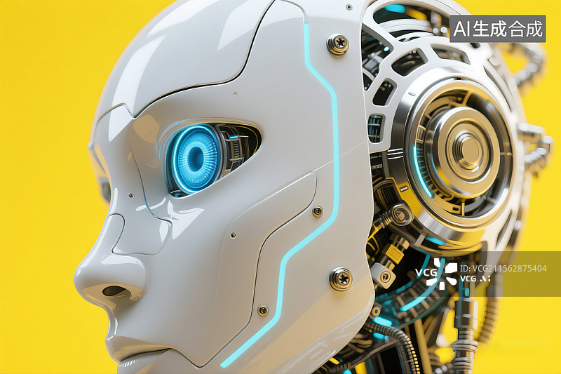 【AI数字艺术】机器人侧脸特写 人工智能 科技 科幻 机器人 未来 细节图片素材