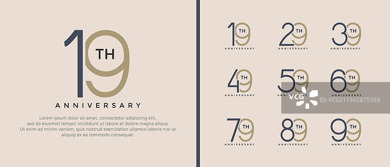 黑色和棕色的周年纪念标志组合图片素材