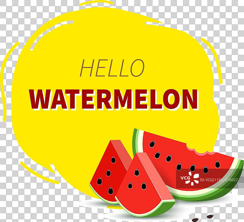 夏季横幅，配有西瓜和“你好”文字图片素材