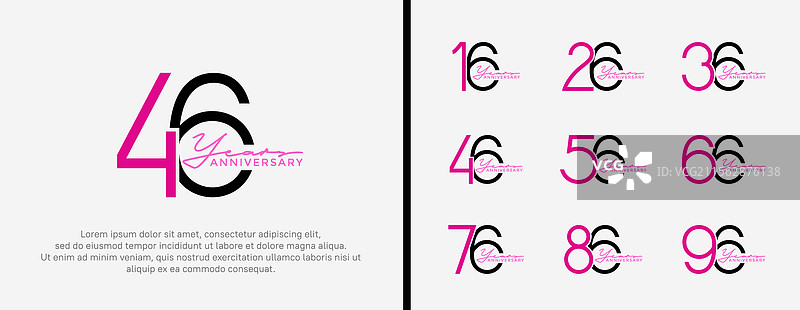 紫色和黑色的周年纪念标志组合图片素材