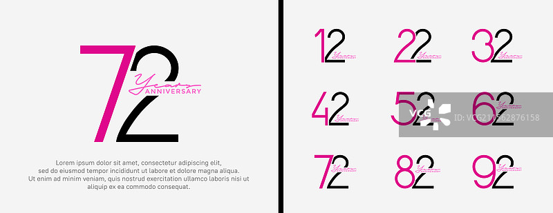 紫色和黑色的周年纪念标志组合图片素材