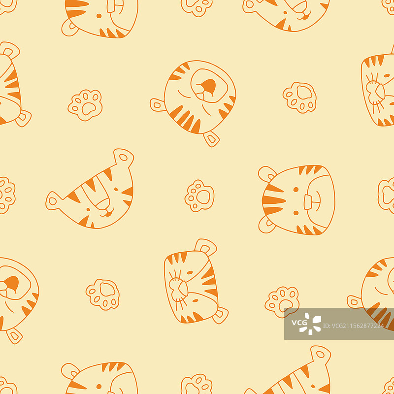 老虎爪子的无缝图案轮廓图片素材