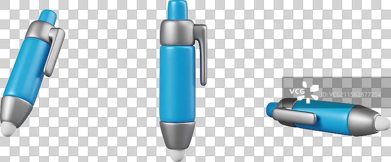 不同位置的自动圆珠笔套装图片素材