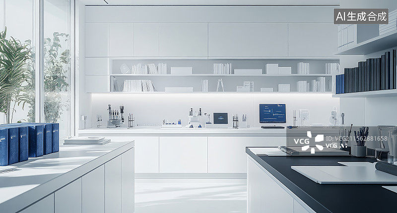 【AI数字艺术】现代实验室内部场景图片素材