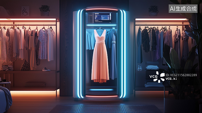 【AI数字艺术】智能语音控制衣橱系统图片素材