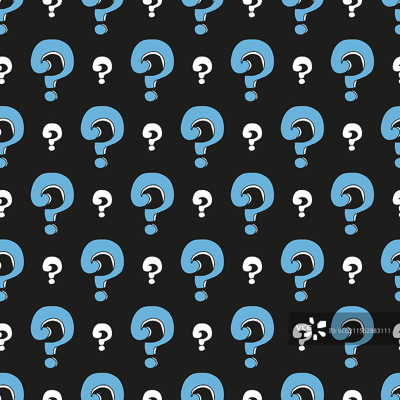 黑色背景上的蓝白色无限询问问题图片素材
