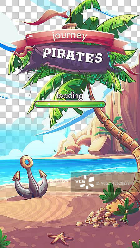 单人纸牌游戏海盗垂直加载窗口图片素材