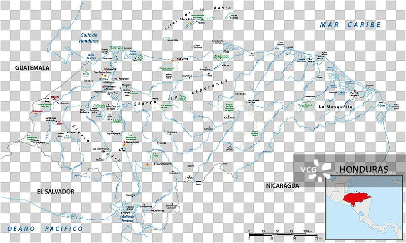 洪都拉斯中美洲国家地图图片素材