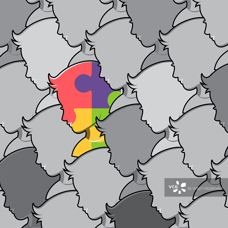 自闭症意识日与拼图块扁平设计图片素材