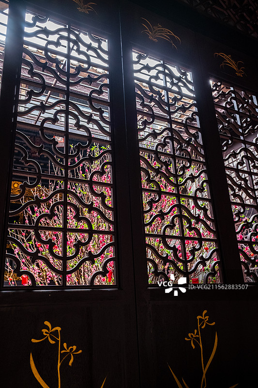 广东省中山市翠亨村旧宅镂空窗户图片素材