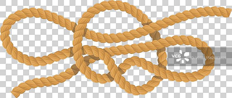 复杂的缠绕棕色绳结问题解决图片素材