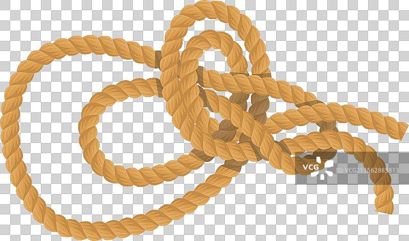 复杂的棕色绳索缠绕在一起，细节逼真图片素材