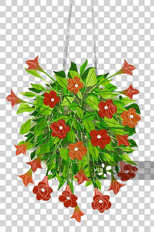 花卉口红吊兰插画元素图片素材