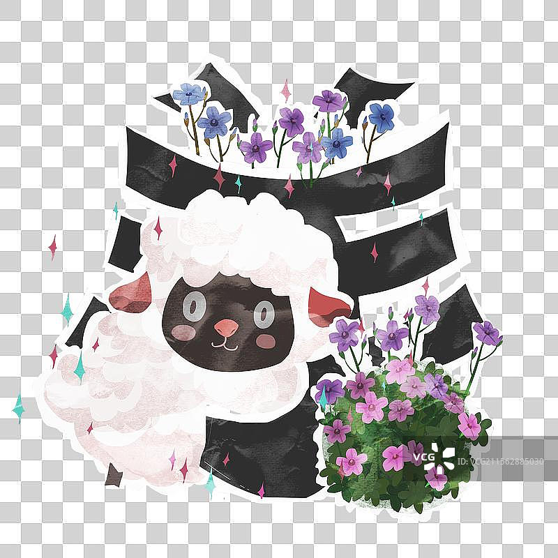 十二生肖字体羊插画元素图片素材