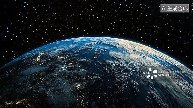 【AI数字艺术】太空中的地球；宇宙视角看地球图片素材