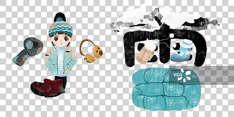 二十四节气字体小雪插画元素图片素材