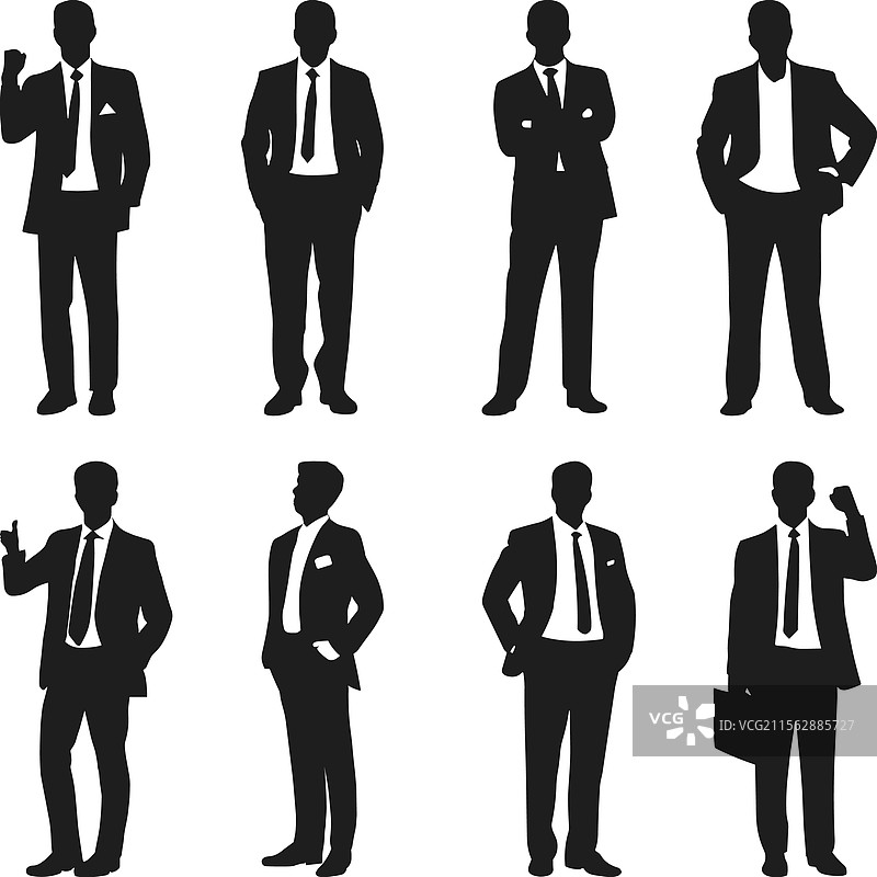 正式西装的商人剪影套装图片素材