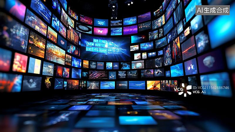 【AI数字艺术】新闻直播间演播室图片素材
