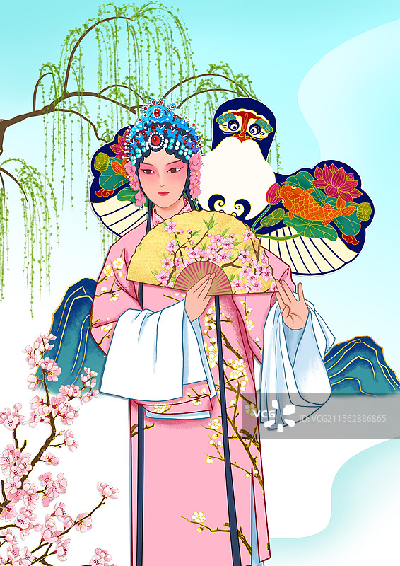 戏曲京剧昆剧女子春意图图片素材