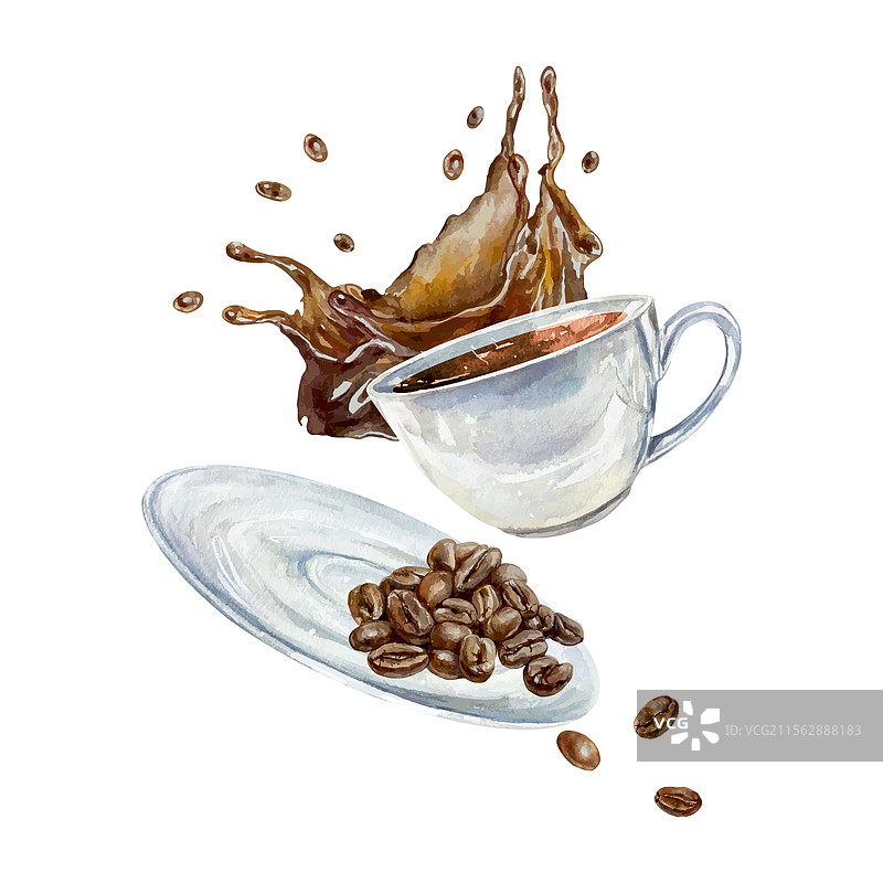咖啡飞溅与滴落的烘焙咖啡豆图片素材