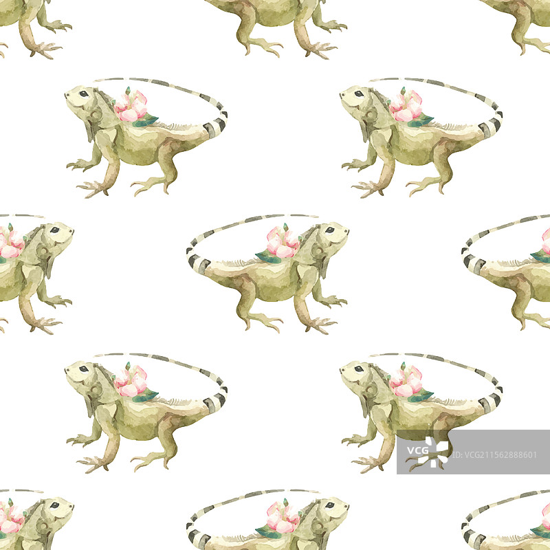 水彩画的变色龙幼崽图片素材