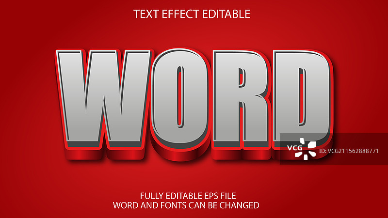 红色和灰色的文字，带有3D效果，可编辑图片素材
