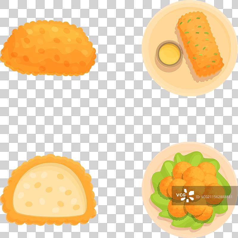 四种不同的油炸食品组合图片素材