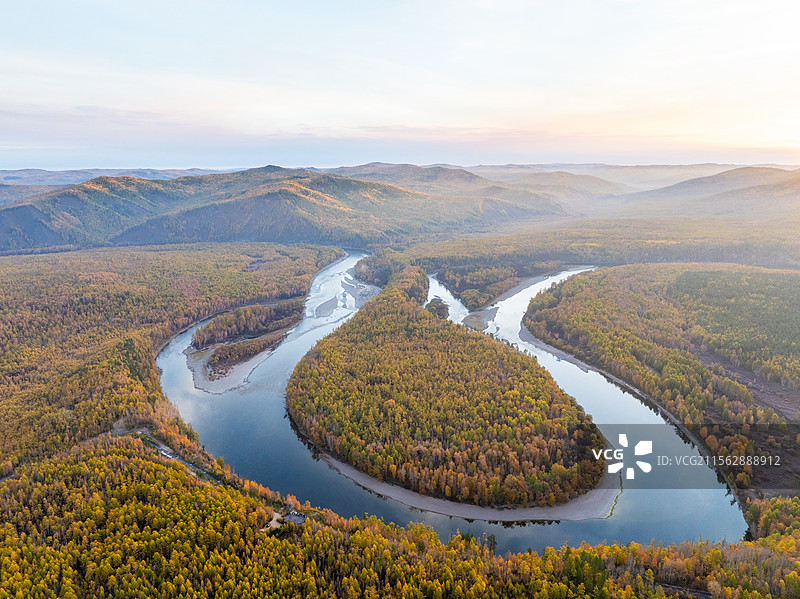 航拍内蒙古呼伦贝阿尔山尔黑山头风景区图片素材