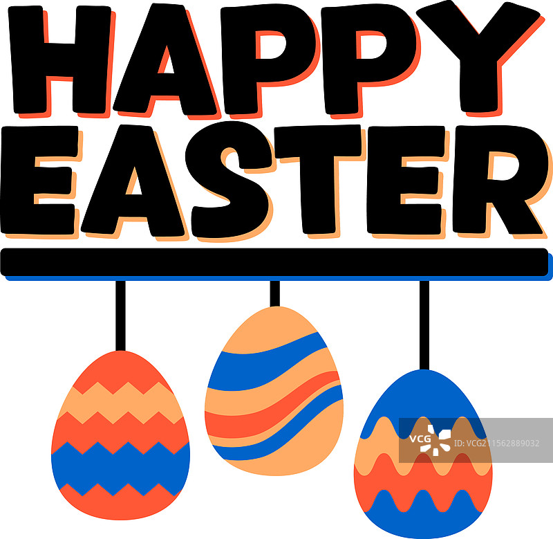 快乐复活节排版，孤立在白色背景上图片素材