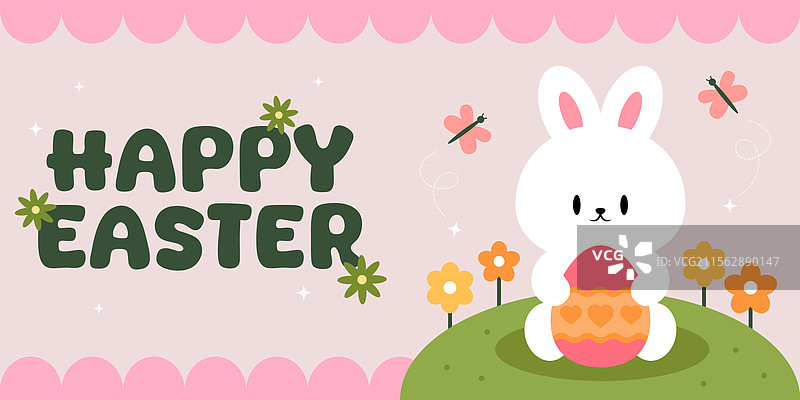 快乐复活节彩蛋狩猎海报全景横幅图片素材