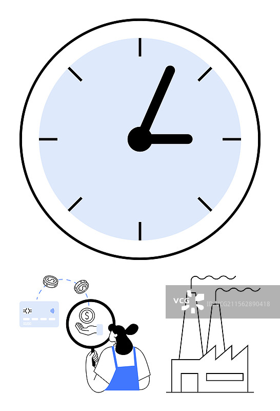 工人分析财务数据和时钟图片素材